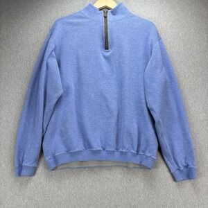 Cremieux Sweatshirt Men's 2X Tall Blue Elbow Patch 1/4 Zip Mock Neck Performance
